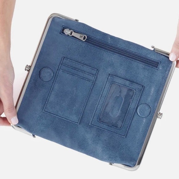 Hobo Lauren Clutch-Wallet in Buffed Leather, Blue Azure, NWT - Picture 15 of 16